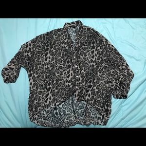 Grey Leopard print blouse